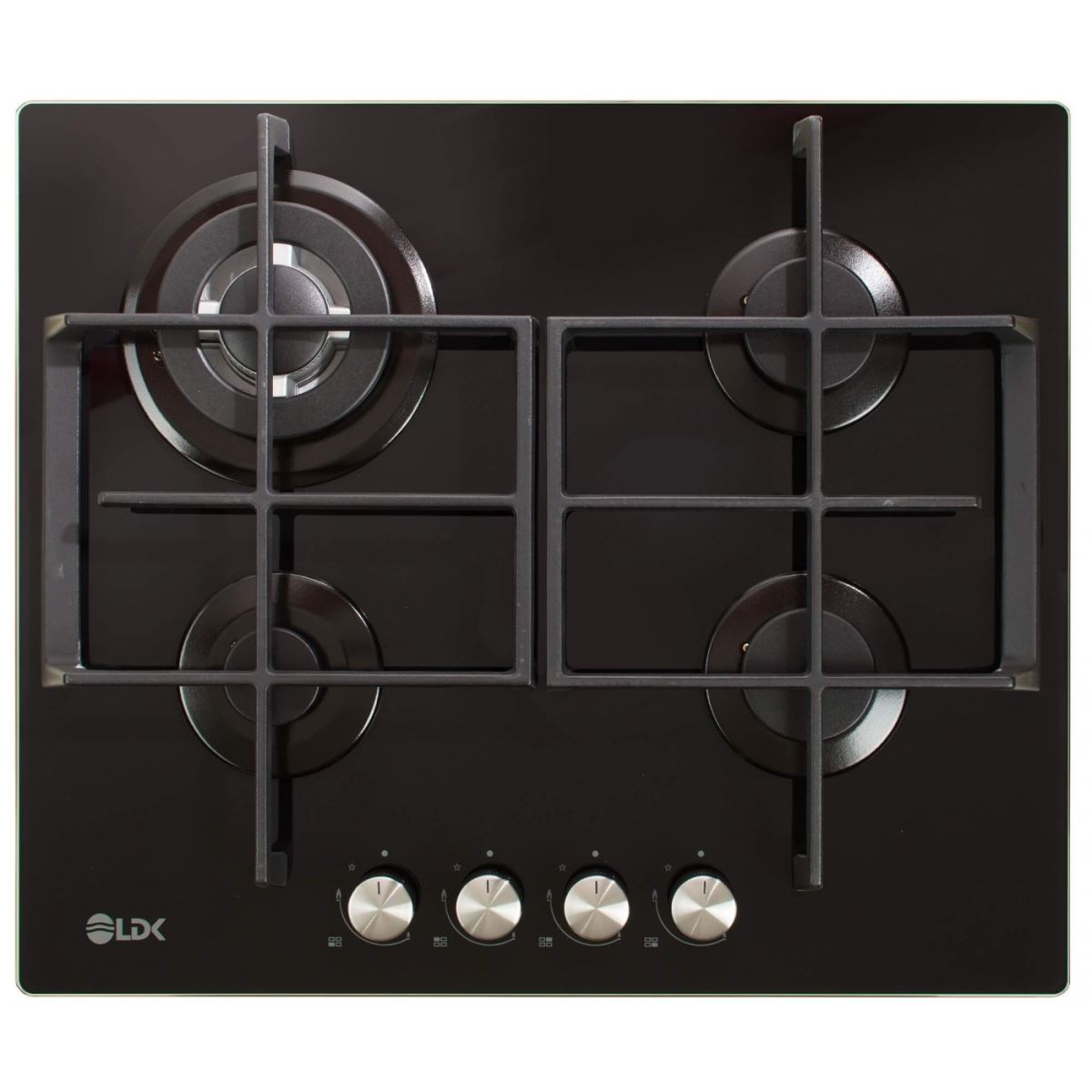 Plita incorporabila LDK CORDOBA WOK JZ4BK60, Gaz, 4 arzatoare, Arzator WOK, Gratare fonta, Aprindere electrica, Siguranta gaz, 59 cm, Negru, ART11739
