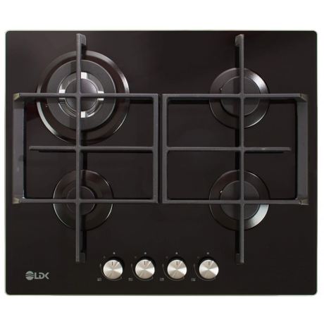 Plita incorporabila LDK CORDOBA WOK JZ4BK60, Gaz, 4 arzatoare, Arzator WOK, Gratare fonta, Aprindere electrica, Siguranta gaz, 59 cm, Negru, ART11739