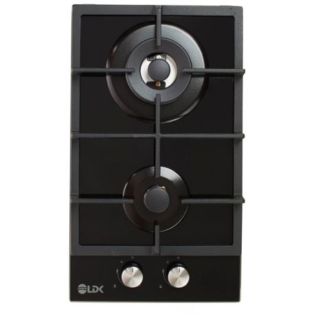 Plita incorporabila domino LDK LINARES WOK JZ2BK30, Gaz, 2 arzatoare, Arzator WOK, Gratare fonta, Aprindere electrica, Siguranta gaz, 30 cm, Negru, ART11829