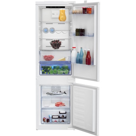 Combina frigorifica incorporabila, vol. net 254 l (util 185 l + 69 l) sistem racire NeoFrost Dual Cooling, clasa energetica D, Harvest Fresh, Dairy, Display cu touch, Compresor ProSmart Inverter, functia de congelare rapida, functia de racire rapida, dimensiuni:177,5x54x54,5 (HxLxA, cm)