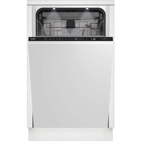 Masina de spalat vase total incorporabila Beko BDIS48E041Q, 45cm,  10 seturi,  8.9l consum apa, sistem uscare: Static, 8 programe [Auto, Intensive 70, Eco 50, Delicate 40, Quick&Shine, Mini, Prewash]  Motor ProSmart™ Inverter, AutoGlassShield, HygieneIntense, AquaFlex, SelfDry, AquaIntense, Fast+, Touch Button, Time Delay, sertar tacamuri, display: LCD, clasa energetica: C, dimensiuni (?xLxA): 81.8x44.8x55