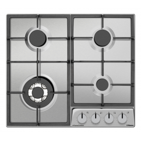 Plita incorporabila Hansa Integra BHGI631542, Gaz, 4 Arzatoare, Aprindere electrica, Gratare fonta, Inox