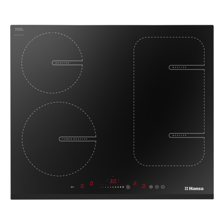 Plita incorporabila Hansa BHI68611, Inductie, 4 zone de gatit, Touch control, 60 cm, Sticla neagra