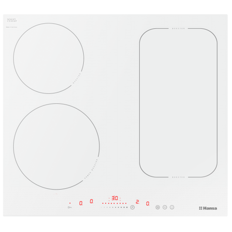 Plita incorporabila Hansa BHIW68668, Inductie, 4 zone de gatit, Bridge, Temporizator, Stop&Go, Control touch, 60 cm, Sticla alba