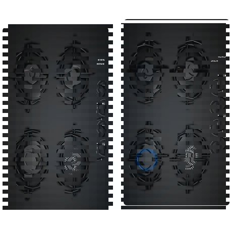 Plita incorporabila Siemens EO6B6PB10, Gaz, 60 cm, 4 arzatoare, Sticla securizata, Aprindere electrica, 60 cm , Negru