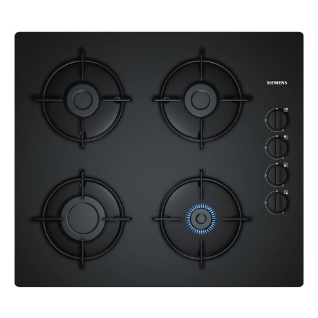 Plita incorporabila Siemens EO6B6PB10, Gaz, 60 cm, 4 arzatoare, Sticla securizata, Aprindere electrica, 60 cm , Negru