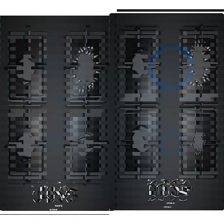 Plita incorporabila Siemens EP6A6PB20, Gaz, 60 cm, 4 arzatoare, Putere 7.5 kW, tehnologia StepFlame, Gratare din fonta, 9 trepte de putere, Negru