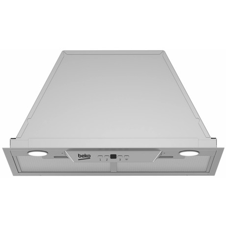 Hota de bucatarie complet incorporabila (undermount), 52 cm, 1 motor, capacitate ventilatie max. 673 m3/h, nivel de zgomot max. 60 dB, iluminare LED 2x3W, control butoane, 2 filtre carbon incluse, 2 filtre metalice lavabile, clasa energetica A, culoare: inox