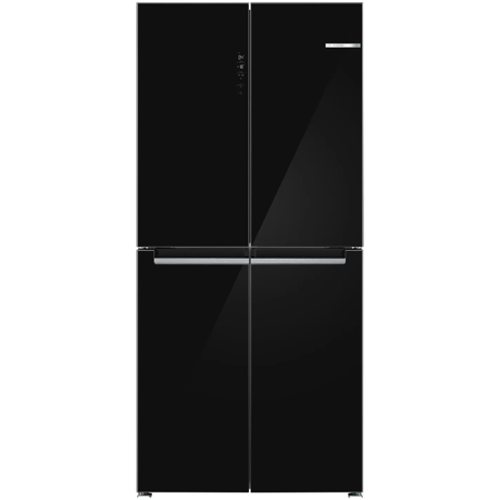 Side by side Bosch KMC85LBEA, 547 l, No Frost, Multi-Door, Clasa E, VitaFresh, MultiAirflow, SuperFreezing, Display touch control, H 189,5 cm, Sticla neagra