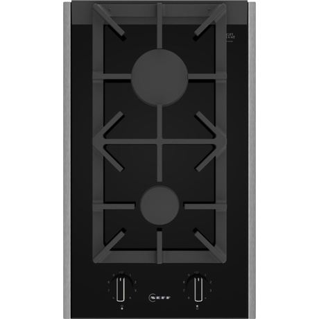 Plita incorporabila Neff N23TS29S0, FlameSelect (controlul intensitatii flacarii in 9 trepte), suprafata vitroceramica, design cu rama inox (Comfort design - profile laterale) si fatetare frontala, 2 arzatoare cu gaz: 1 mare, 1 normal, aprindere la o singura mana, siguranta (termoelectrica) cu supravegherea flacarii, suport din fonta, presetat pentru gaz natural, duze pentru GPL incluse