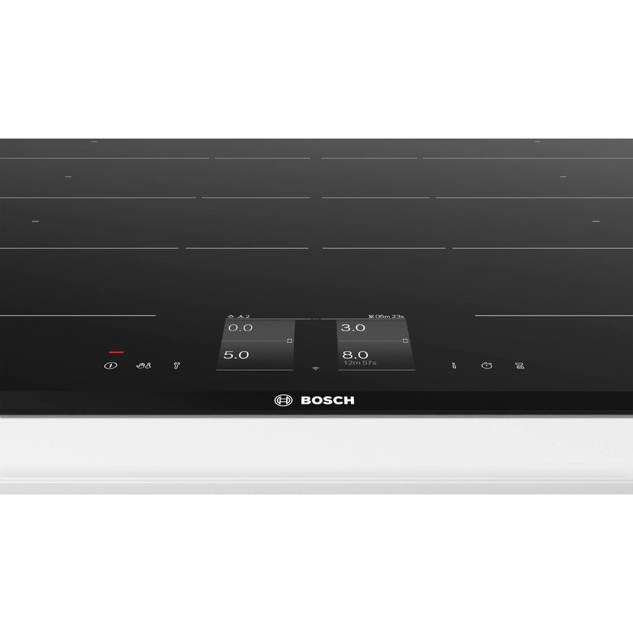 Plita incorporabila Bosch PXY875KV1E, Inductie, 4 zone de gatit, FlexInduction Plus, Home Connect, PerfectFry, TFT TouchDisplay, 80cm, Vitroceramica