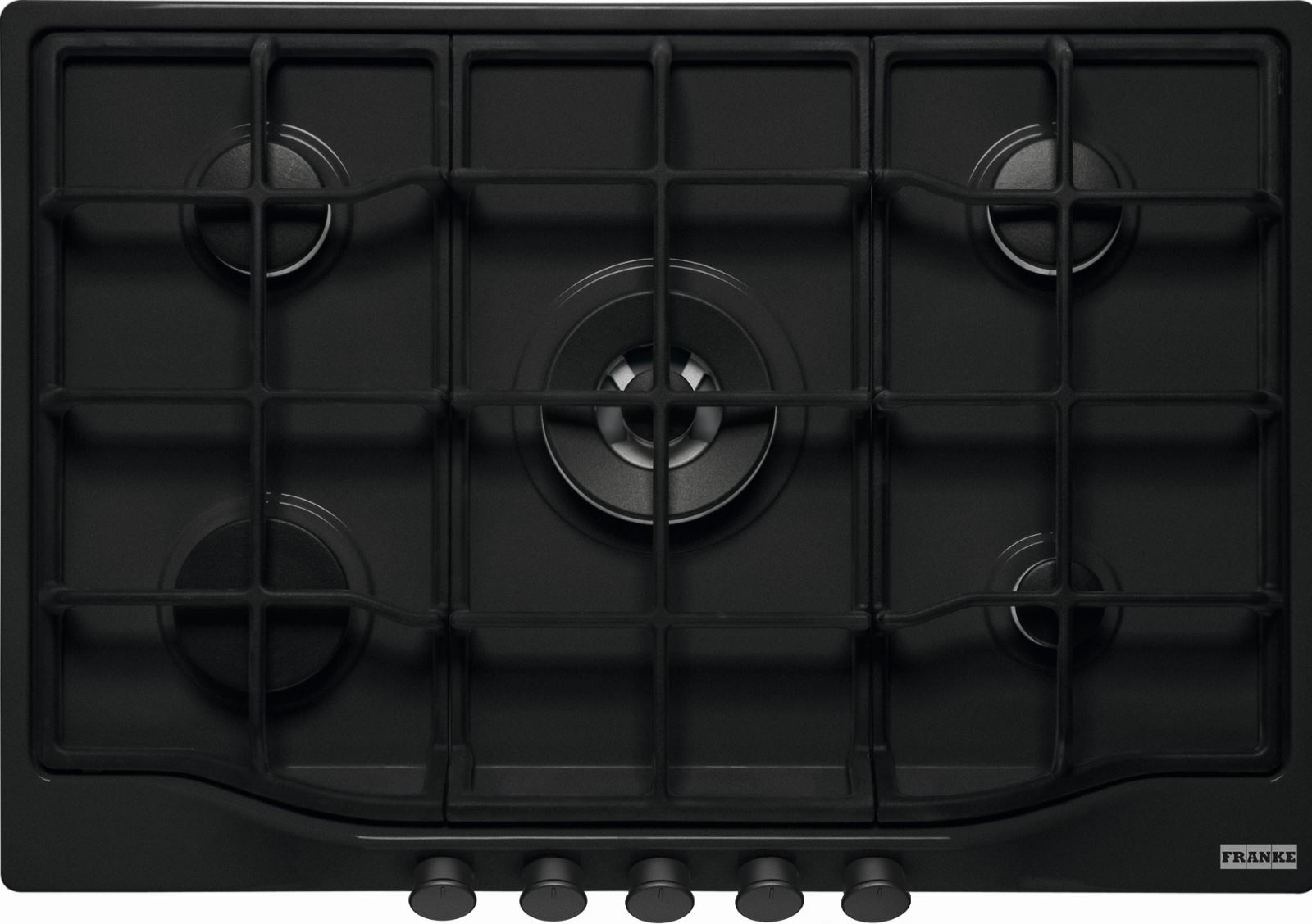 Plita incorporabila Franke Country FCH 755 4G TC BT C Matte Black 106.0691.512, 5 arzatoare gaz, 75 cm, Gratare fonta, Matte Black