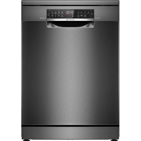 Masina de spalat vase Bosch SMS6ECC12E, 14 seturi, 8 programe, Touch control, ExtraDry, Sistem Rackmatic, Home Connect, EcoSilence Drive, Tab-count, Clasa A, 60 cm, Inox anti-amprenta negru