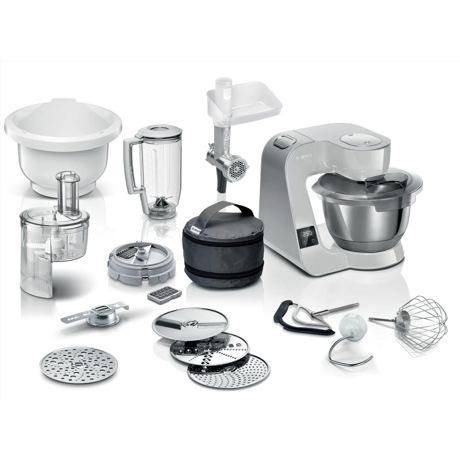 Robot de bucatarie Bosch MUM5XL72, cantar inclus, 1000 W, Bol otel inoxidabil 3.9 l, blender 1.25 l, 7 viteze+impulse, mixare planetara 3D, graphit