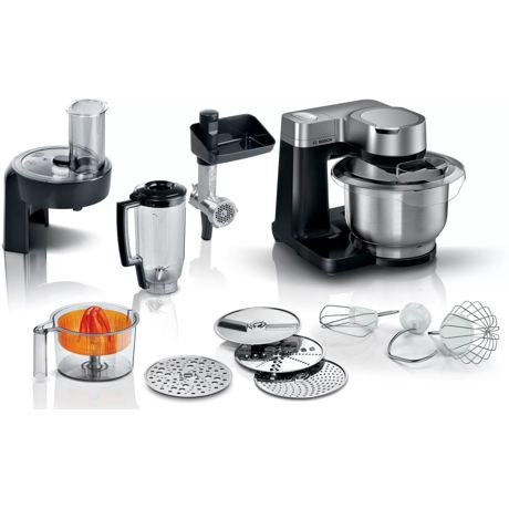 Robot de bucatarie MUMS2VM40, Vas 3.8l, Blender 1.25l, 900W, 7 Trepte Viteza, Negru-Argintiu
