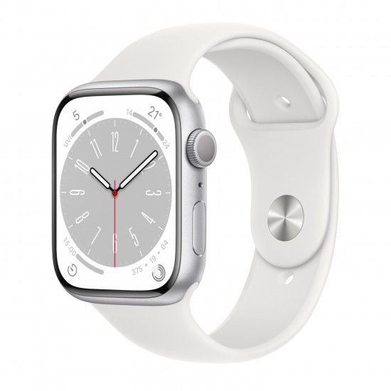 Apple Watch S8 GPS 41mm Silver Aluminium Case with White Sport Band - S/M