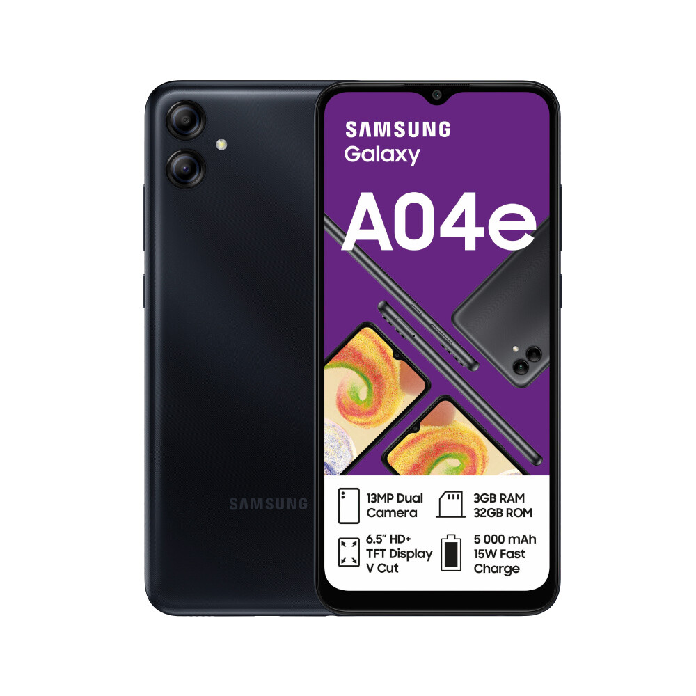 SAMSUNG A04e A042F 6.5" 3GB 32GB DualSIM Black (non EU spec, 2pin EU adapter, CE mark)