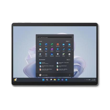 Microsoft Surface Pro 9, Tablet PC(Platinum), Windows 11 Pro, 256GB, 8GB RAM,processor Intel® Core™ i5-1245U ,resolution 2,880 x 1,920 pixels, 13 inches, frequency 120Hz,aspect ratio 3:2,Iris Xe Graphics, WiFi 6E (802.11ax),Bluetooth 5.1, speakers 2x 2W, 2x Thunderbolt 4, Other ports: 1x Surface