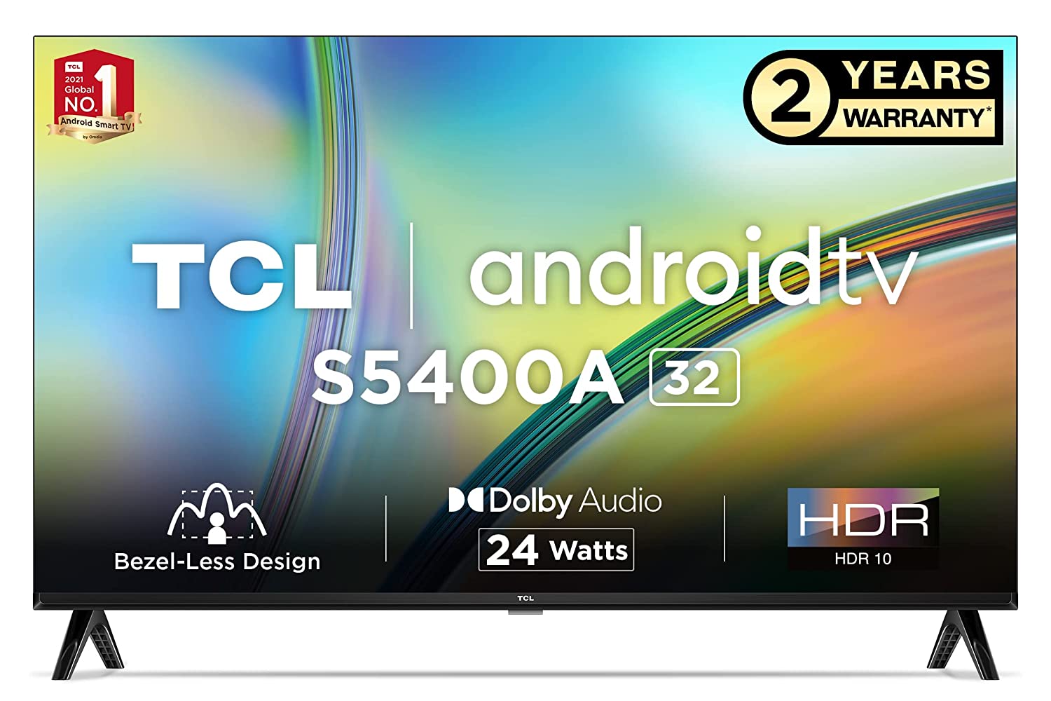 Smart TV TCL  32S5400A (Model 2023) 32" (80CM), LED HD, Brushed dark metal front, Flat, Android TV, Mirroring iOS/Android, IPQ 2.0 Engine, HDR10/Dolby Digital Plus/Dolby Audio, Refresh rate: 50/60Hz+FRC, Tuner: DVB-T2/C/S2,  speakers 2x5W, Wi-Fi/Bluetooth SBC / 5.0, 1x Jack 3.5 mm/2x USB 3.0/1x