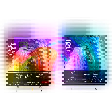 Televizor LED Smart Philips 43PUS8507/12, 108 cm, 4K UHD, Procesor P5 Perfect Picture, Android TV 11, Ambilight pe 3 laturi + Hue, HDR10+, Dolby Vision & Atmos, Quad Core, Wi-Fi, CI+, Argintiu deschis
