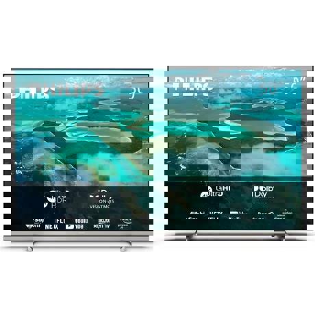 Televizor LED Smart Philips 50PUS7657/12, 126 cm, 4K UHD, Pixel Precise Ultra HD, Compatibil HDR10+, Dolby Vision & Atmos, Wi-Fi, Sistem operare SAPHI, CI+, Argintiu