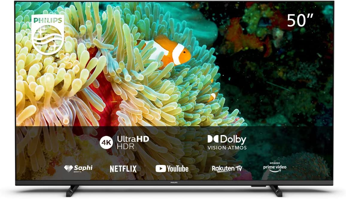 Televizor LED Smart Philips 50PUS7607/12, 126 cm, 4K UHD, Pixel Precise Ultra HD, Compatibil HDR10+, Dolby Vision & Atmos, Wi-Fi, Sistem operare SAPHI, CI+, Negru mat