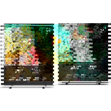 Televizor LED Smart Philips 50PUS7607/12, 126 cm, 4K UHD, Pixel Precise Ultra HD, Compatibil HDR10+, Dolby Vision & Atmos, Wi-Fi, Sistem operare SAPHI, CI+, Negru mat