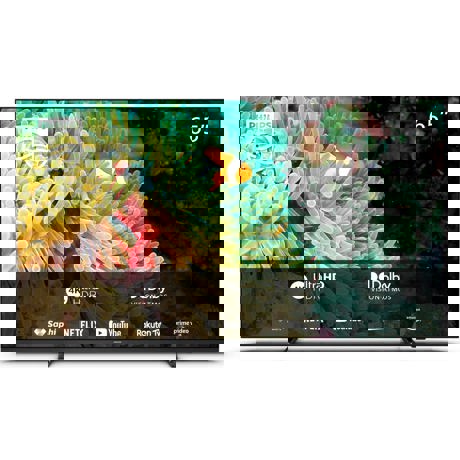 Televizor LED Smart Philips 65PUS7607/12, 164 cm, 4K UHD, Pixel Precise Ultra HD, Compatibil HDR10+, Dolby Vision & Atmos, Wi-Fi, Sistem operare SAPHI, CI+, Negru mat