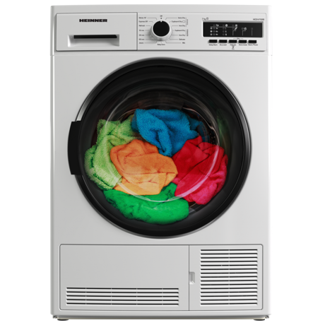 Uscator de rufe cu condensare Heinner HCD-V702B, 7 kg, 15 programe, Clasa B, Display LED, Lumina cuva, Anti-sifonare, Alb