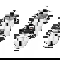 Set de oale sub presiune Vita, 4 piese, 4L, 7L, Otel, Argintiu/Negru