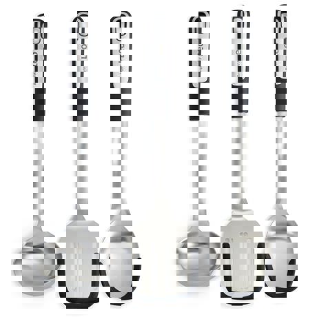 Set ustensile de bucatarie Graphite, 3 piese, Otel, Silicon, Argintiu/Negru