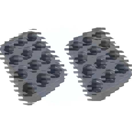 Tava briose, 12 forme, 46.5 x 35 x 4 cm, Otel carbon, Gri