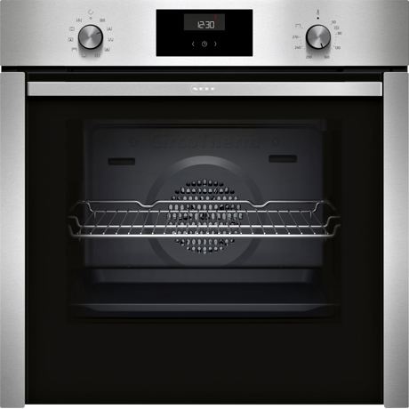 Cuptor incorporabil Neff B3CCE4AN0,  7 functii, sistem de autocuratare EcoClean Direct (perete posterior) si EasyClean, usa cu sistem Hide, afisaj LCD si butoane retractabile, iluminare cu halogen, capacitate: 71 l