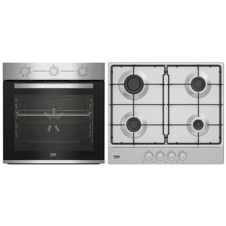 Pachet incorporabile Beko BBSE12130XD, Electric, 71 l, Clasa A, Booster, Fan Assisted cooking, SteamShine Cleaning,Timer, Inox + Plita incorporabila Beko HIAG64223SX, Gaz, 4 arzatoare, High-Efficiency Gas Burner, 60 cm, Inox