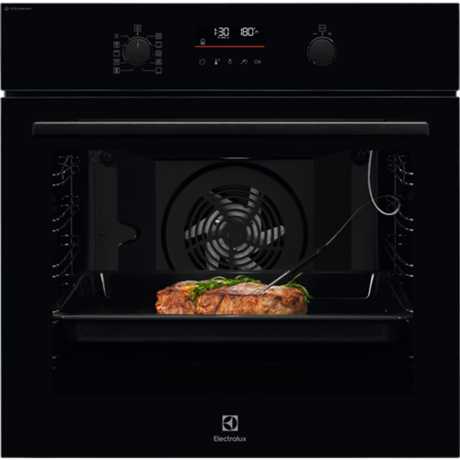 Cuptor incorporabil Electrolux SteamBake EOD6P77WZ, Electric, 72 L, 9 functii, Wi-Fi, Autocuratare pirolitica, Grill, Display, Sonda temperatura, Negru