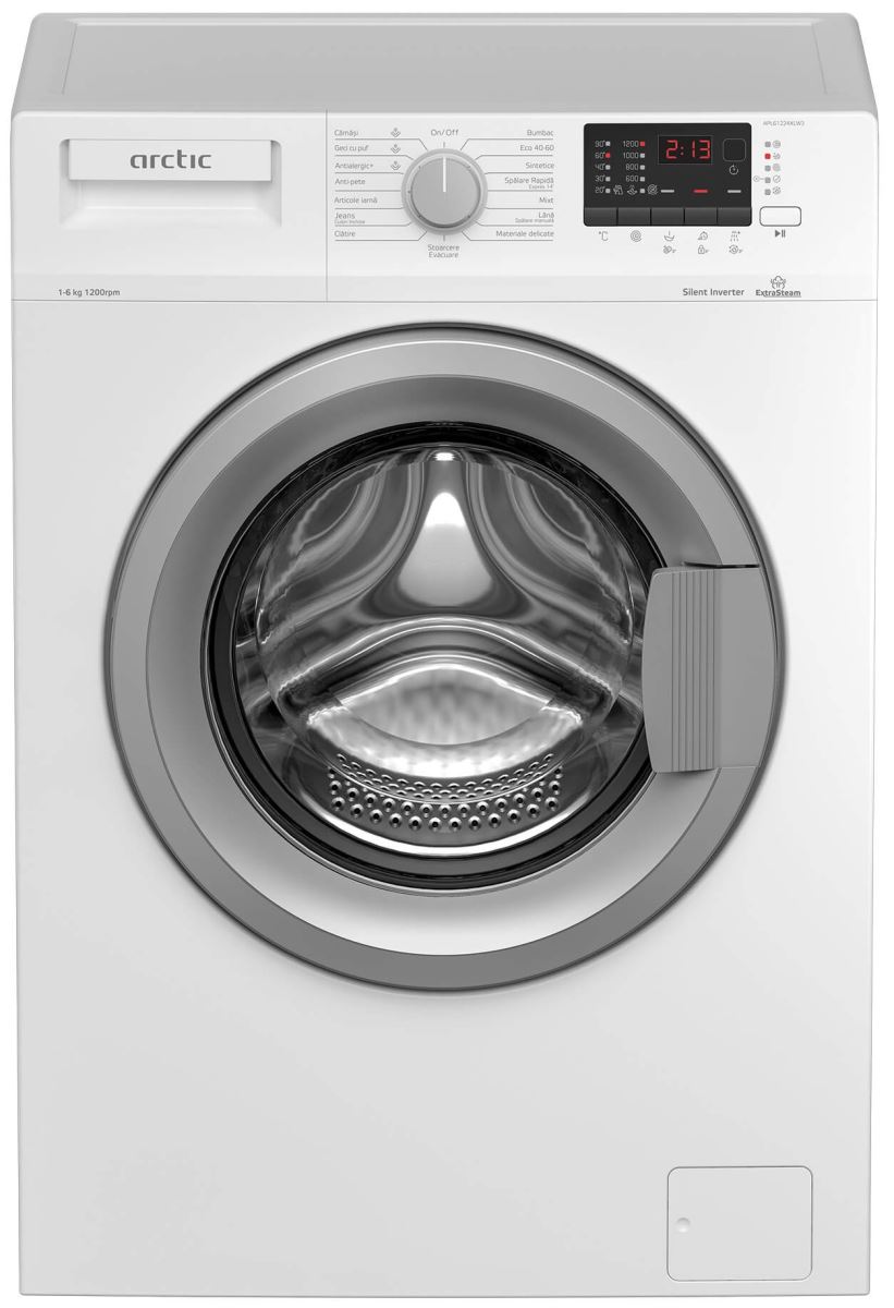 Masina de spalat rufe Arctic APL61224XLW3, 7 kg, 1200 rpm, Display, Silent inverter, Clasa D, Slim, Alb