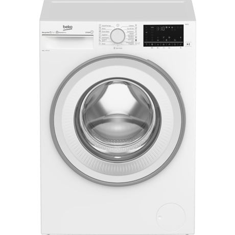 Masina de spalat rufe Beko B3WFU58215, 8 KG, 1200 rpm, 15 programe, SteamCure, HomeWhiz prin BlueTooth, AddXtra, Motor Inverter, Clasa A, Display digital LCD, Alb