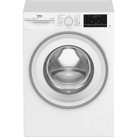 Masina de spalat rufe Beko B3WFU58415, 8 KG, 1400 rpm, 15 programe, SteamCure, HomeWhiz prin BlueTooth, AddXtra, Motor Inverter, Clasa A, Display digital LCD, Alb