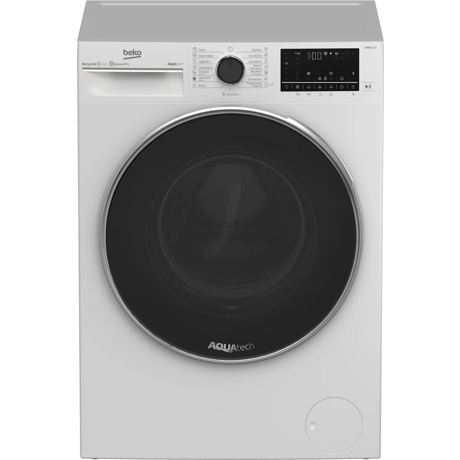 Masina de spalat rufe Beko B5WFU79418WB, 9 kg, 1400 rpm, 15 programe, SteamCure, HomeWhiz prin BlueTooth, AddXtra, Motor Inverter, Clasa A, Display digital LCD, Alb